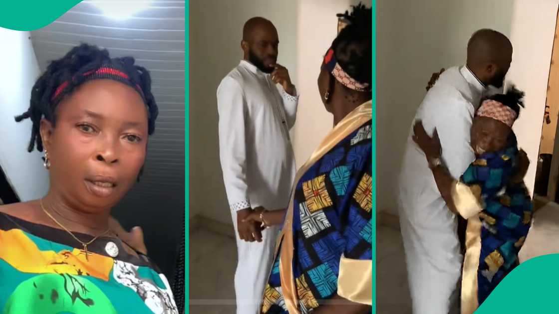 Lady shows her mother's reaction after her brother returned from abroad. Lady shows her mother's reaction after her brother returned from abroad.