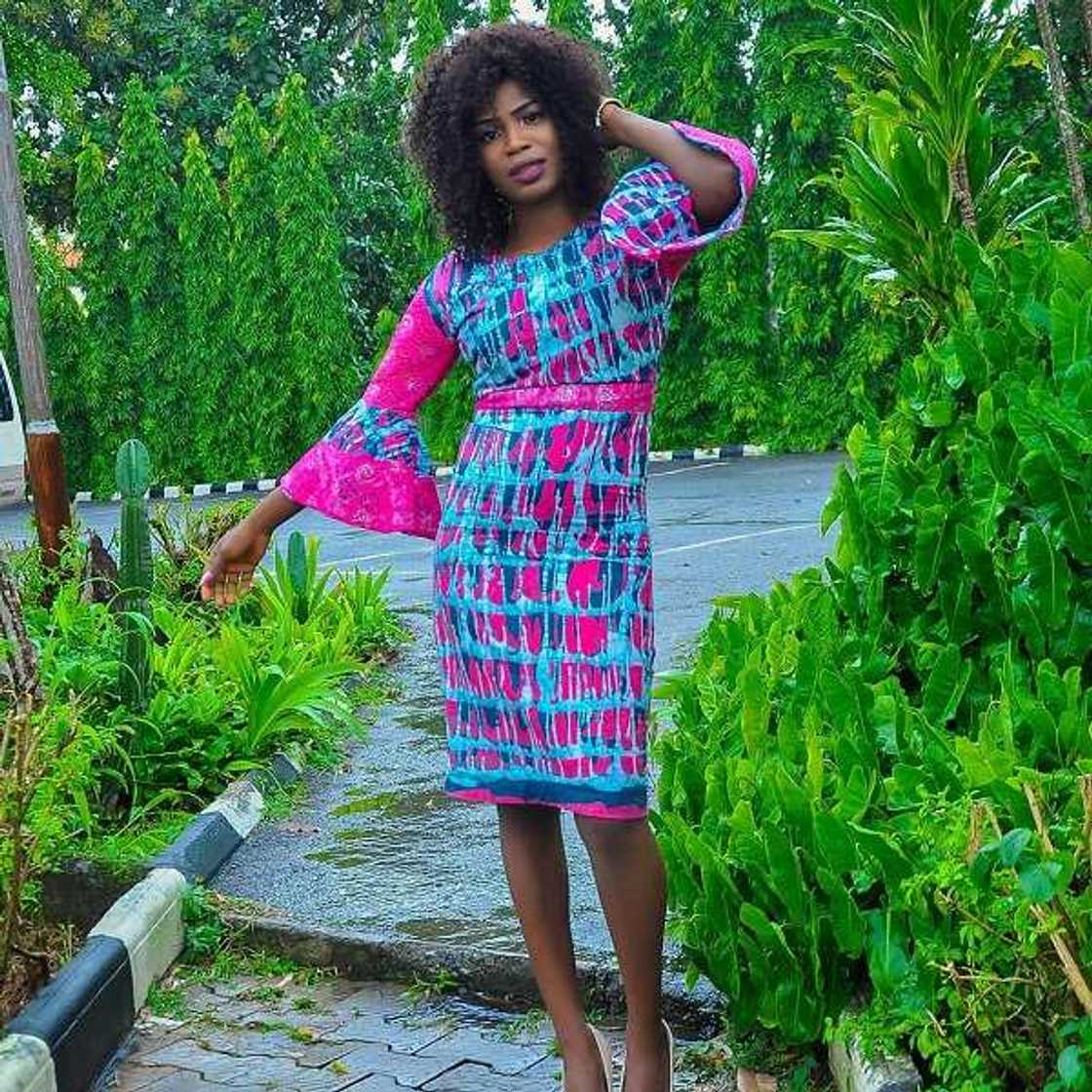 Adire styles for ladies: dress with lace Adire styles for ladies: dress with lace