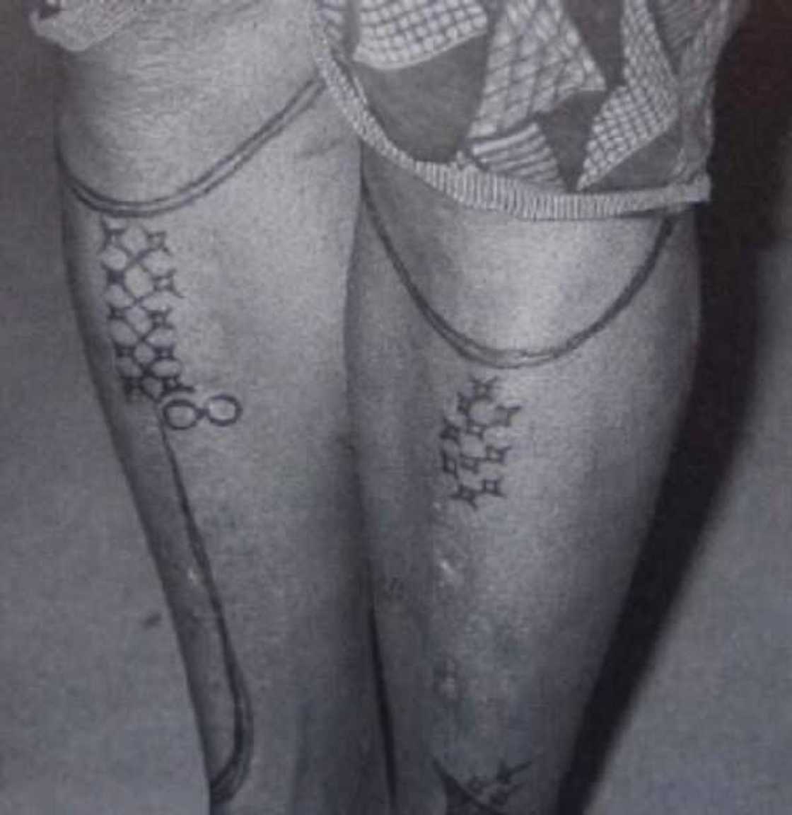 Photos of tattooed legs. Photos of tattooed legs.