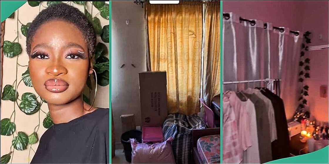 Lady designs her room using wallpapers Lady designs her room using wallpapers