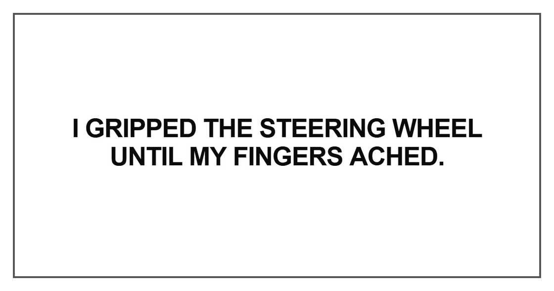 I gripped the steering wheel I gripped the steering wheel