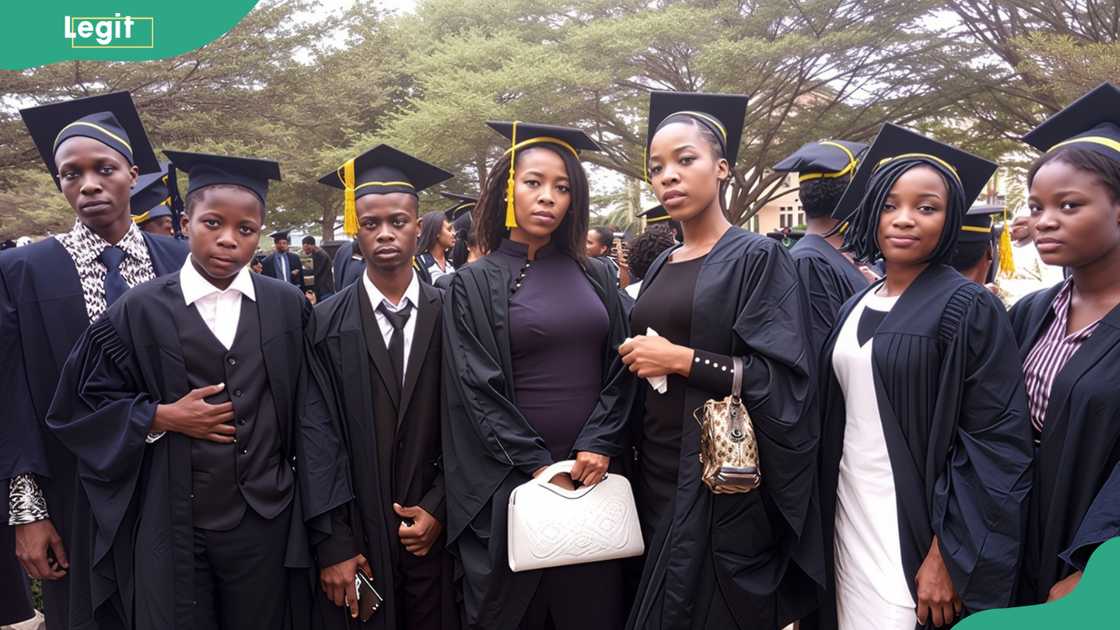 Crawford University graduates posing for a group photo