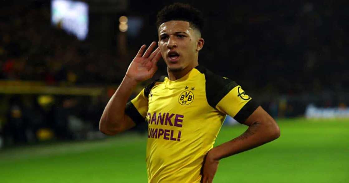 Jadon Sancho celebrates after scoring for Dortmund. Photo: Getty Images. Jadon Sancho celebrates after scoring for Dortmund. Photo: Getty Images.