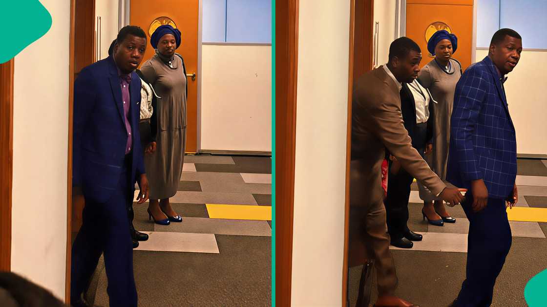 Reactions trail video of Pastor Adeboye with his son Leke Adeboye as people wonder what was sprayed in his palm Reactions trail video of Pastor Adeboye with his son Leke Adeboye as people wonder what was sprayed in his palm