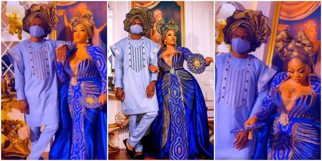 Toyin Lawani’s husband wears gele to party