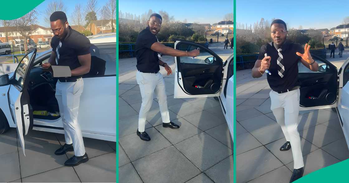 Mixed reactions as Nigerian man buys his first car abroad years after people laughed at him because of his job