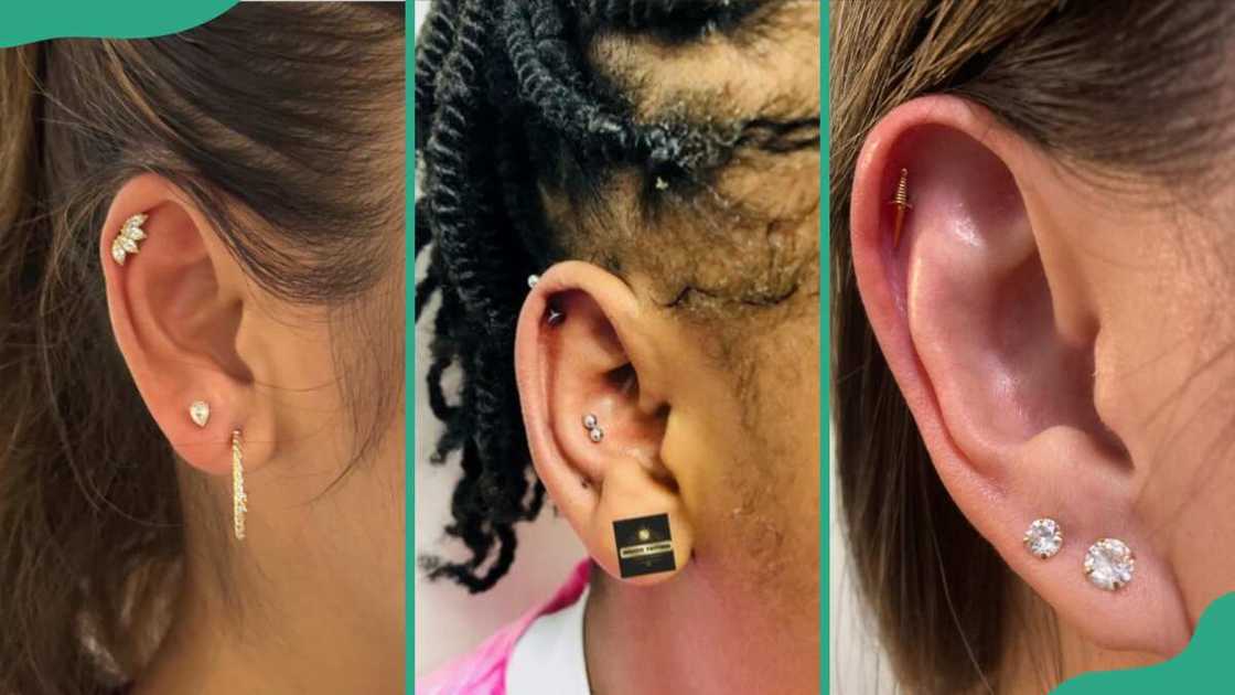 Women with helix piercings