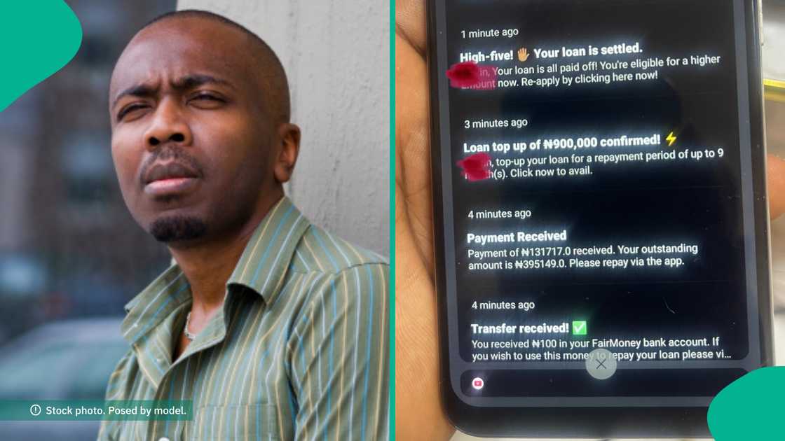 Man shows amount loan app told him to repay for N350k loan, cries out Man shows amount loan app told him to repay for N350k loan, cries out