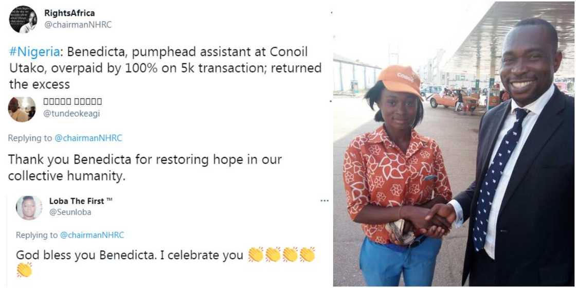 God Bless You Benedicta: Nigerians Celebrate Petrol Attendant for Returning Money after Being Overpaid God Bless You Benedicta: Nigerians Celebrate Petrol Attendant for Returning Money after Being Overpaid