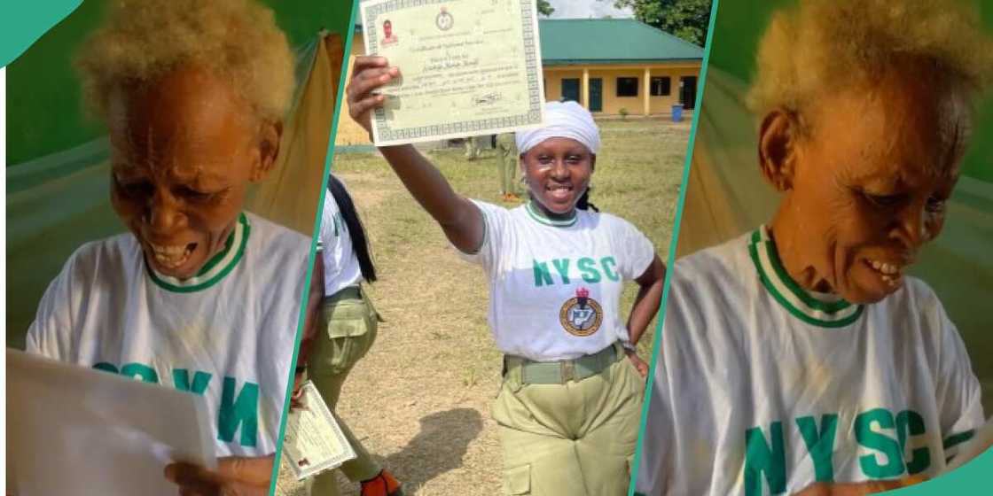 The grandma wore the revered NYSC uniform The grandma wore the revered NYSC uniform