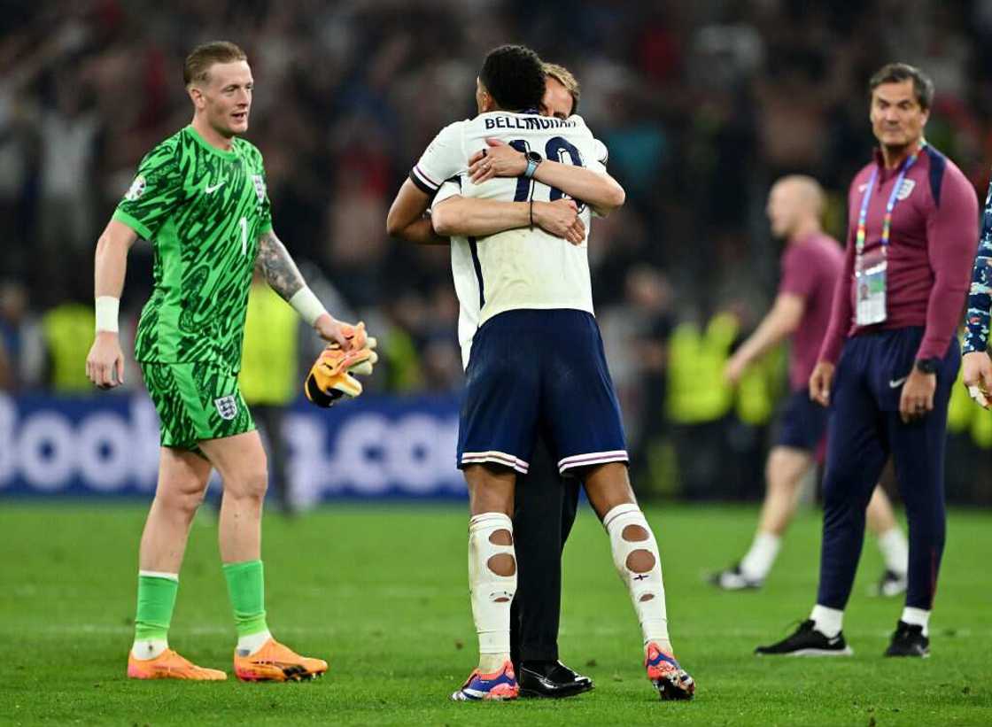 Jude Bellingham with Gareth Southgate after England vs the Netherlands at Euro 2024 semi-final, why do players cut their socks Jude Bellingham with Gareth Southgate after England vs the Netherlands at Euro 2024 semi-final, why do players cut their socks