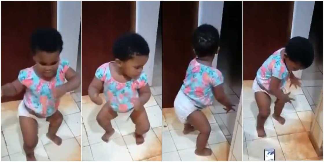 Baby in diaper shows amazing dancing skills Baby in diaper shows amazing dancing skills