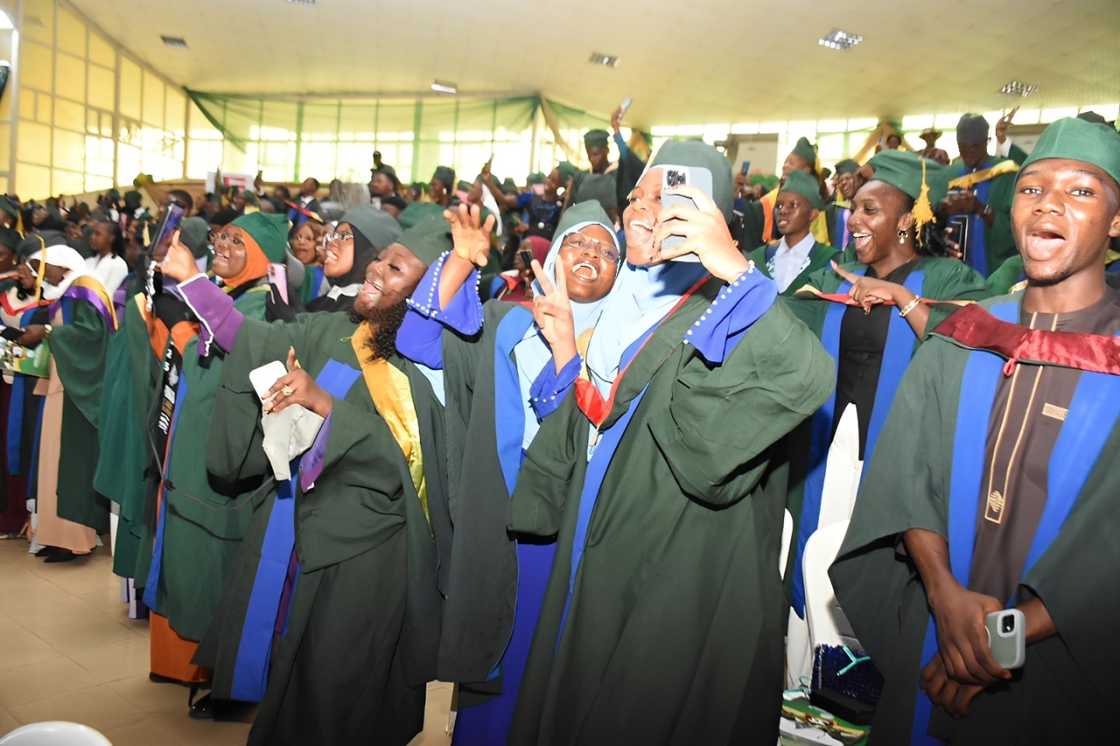Federal University of Agriculture, Abeokuta students celebrate during their graduation