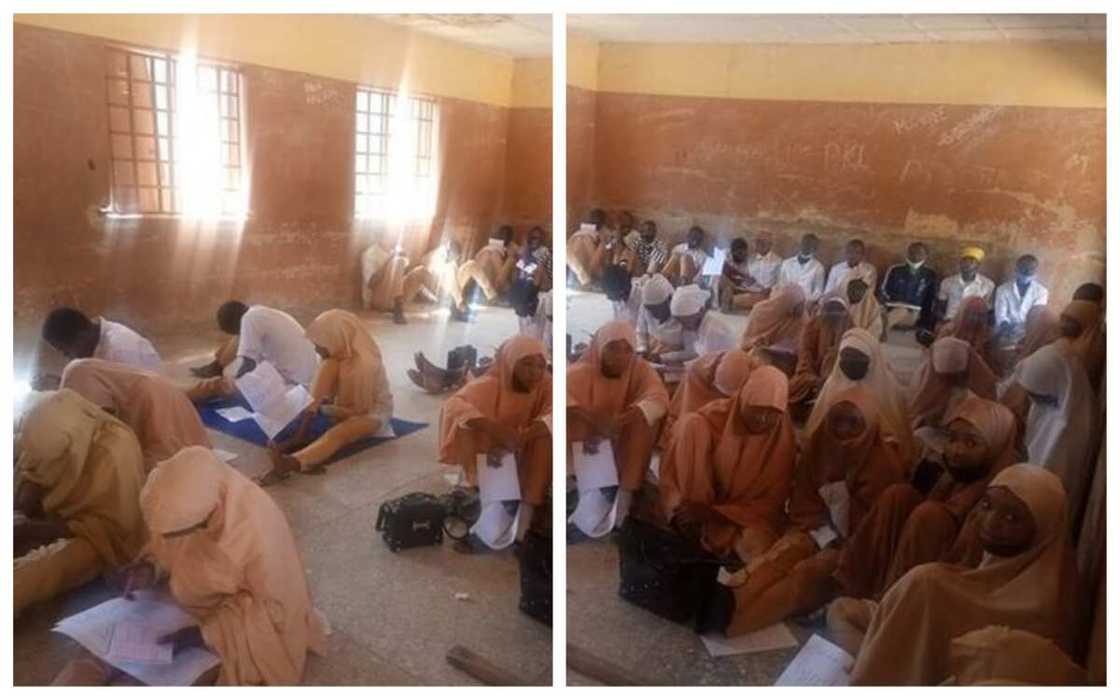 Hotunan dalibai a jihar Kaduna suna zana jarabawar NECO a kasa sun bayyana