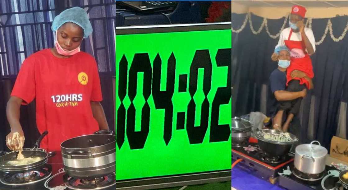 Photos of Chef Dammy who has cooked for 104 hours. Photos of Chef Dammy who has cooked for 104 hours.