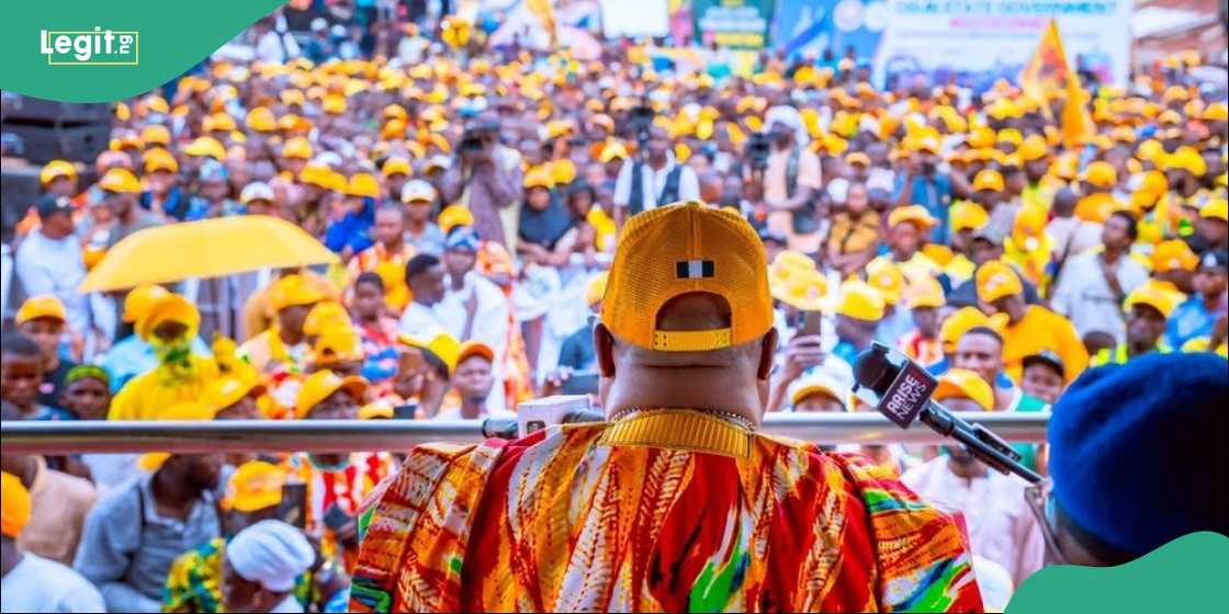 Adeleke at a campaign rally in Osogbo Adeleke at a campaign rally in Osogbo