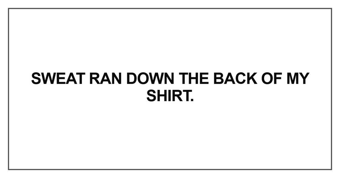Sweat ran down the back of my shirt