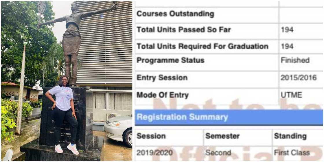 Social media celebrates Nigerian lady as she bags the only first-class in her class in UNILAG Social media celebrates Nigerian lady as she bags the only first-class in her class in UNILAG