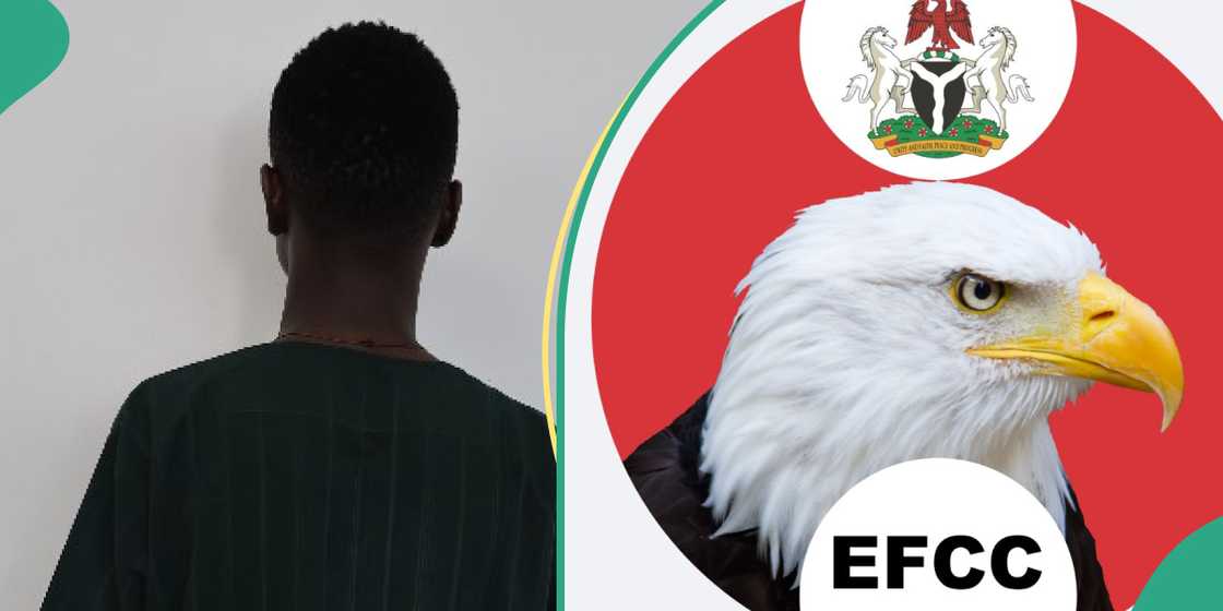 The EFCC and a suspect. The EFCC and a suspect.