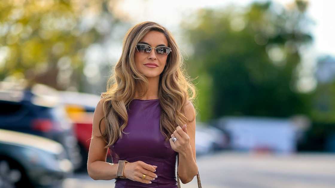 Chrishell Stause pictured on the set of Selling Sunset in Los Angeles, California. Chrishell Stause pictured on the set of Selling Sunset in Los Angeles, California.