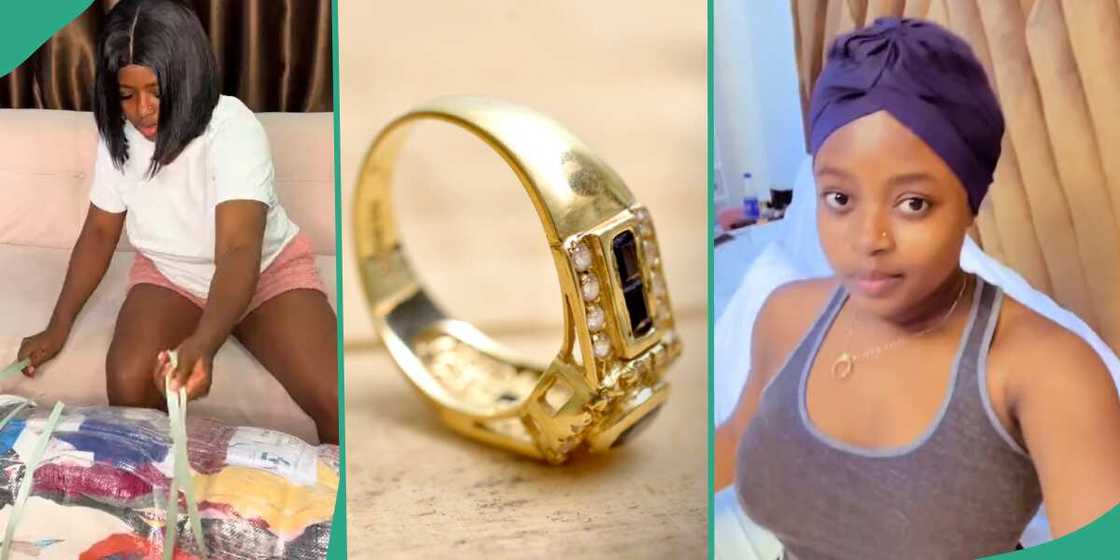 Lady flaunts ring discovered in Okrika bale. Lady flaunts ring discovered in Okrika bale.