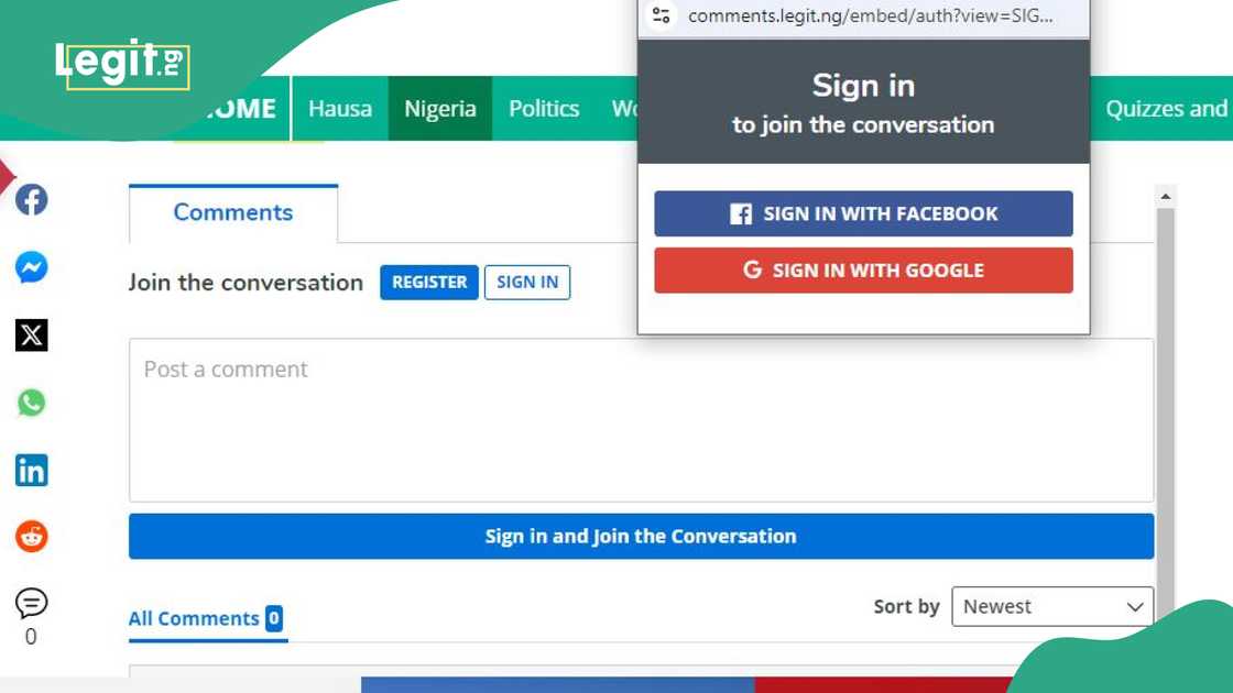 How to comment on Legit.ng