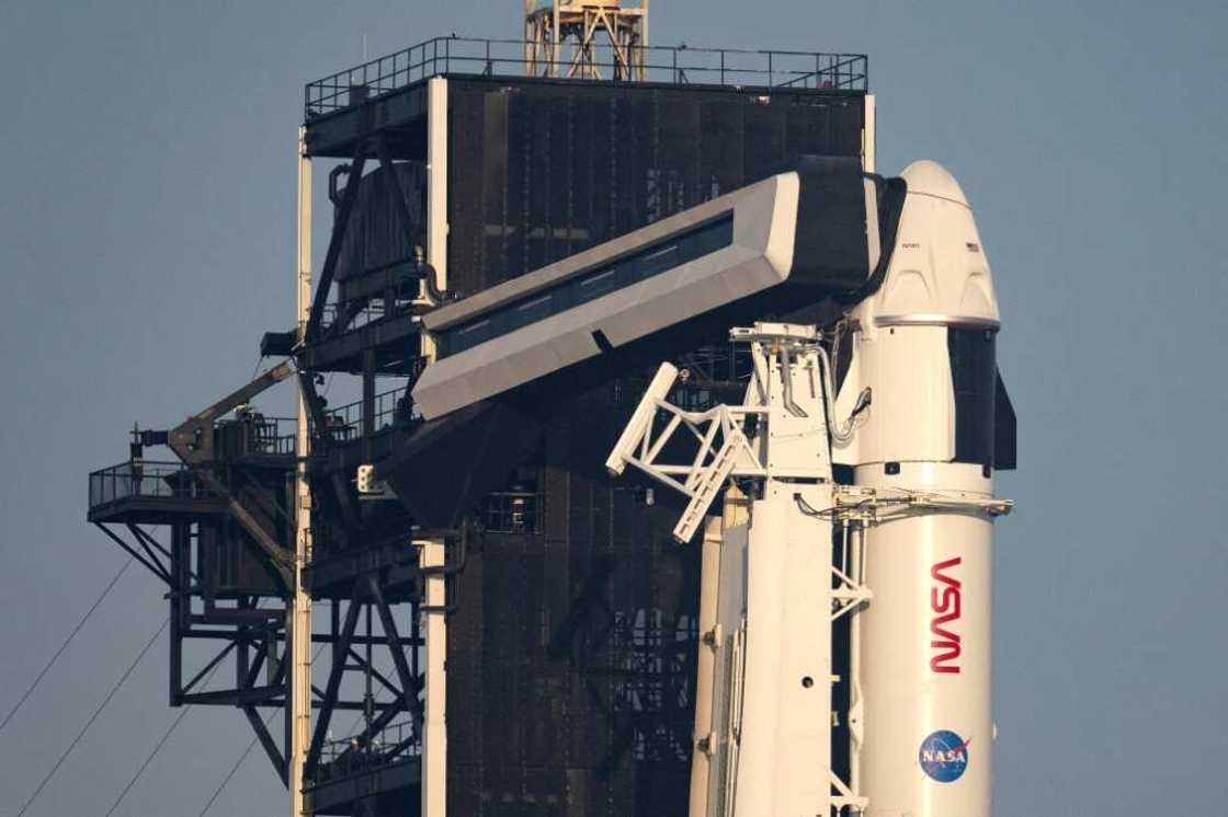 A SpaceX Falcon 9 rocket that is to fly Dragon Crew-6 to the International Space Station on the launch pad at the Kennedy Space Center in Florida A SpaceX Falcon 9 rocket that is to fly Dragon Crew-6 to the International Space Station on the launch pad at the Kennedy Space Center in Florida