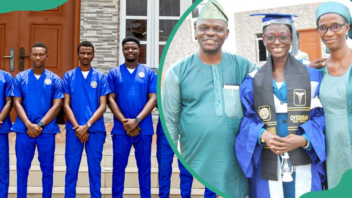 Adeleke university students and graduate with her parents Adeleke university students and graduate with her parents