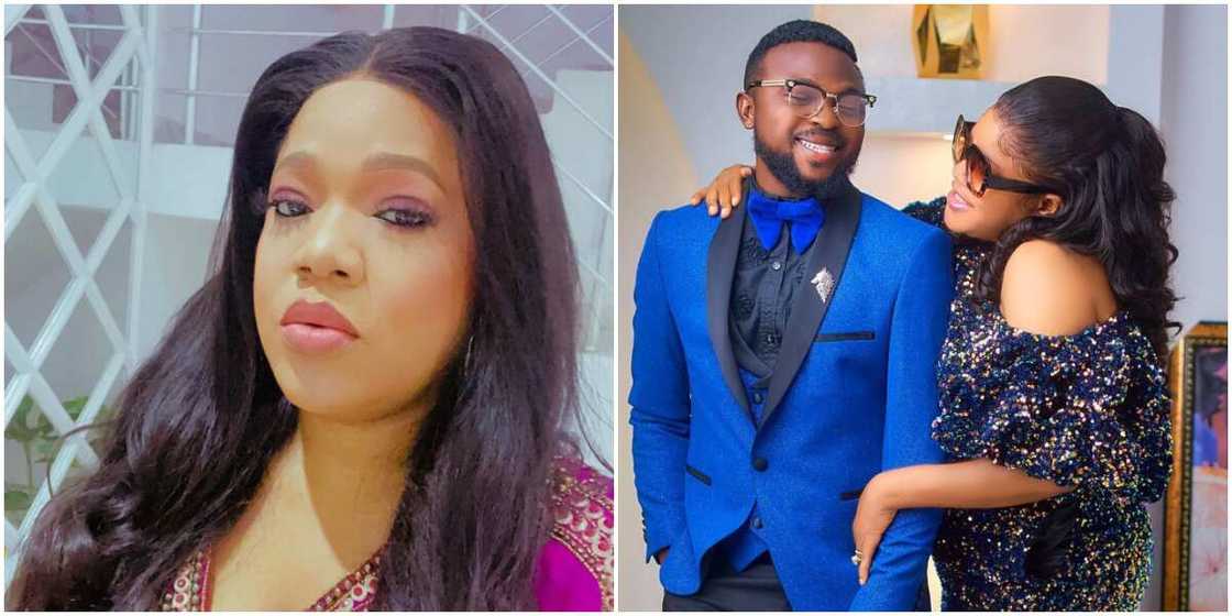 Actress Toyin Abraham prays for hubby. Actress Toyin Abraham prays for hubby.