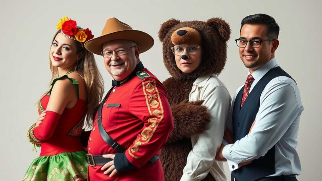 A Rhyme Without Reason image of people in a carnival costume, ordinary police, Mountie police, bear and an accountant costume. A Rhyme Without Reason image of people in a carnival costume, ordinary police, Mountie police, bear and an accountant costume.