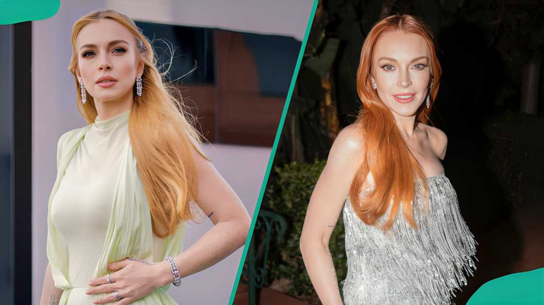 Lindsay posing for the camera in designer outfits Lindsay posing for the camera in designer outfits