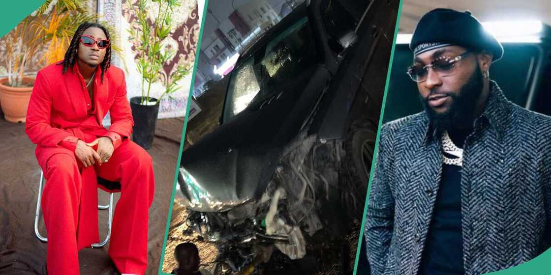 Clips of Davido and Logos Olori's bashed car Clips of Davido and Logos Olori's bashed car