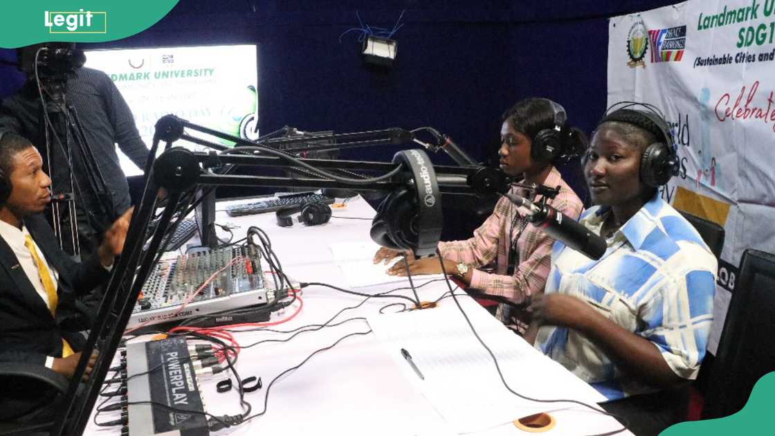 Students attending a practical session of mass communication Students attending a practical session of mass communication