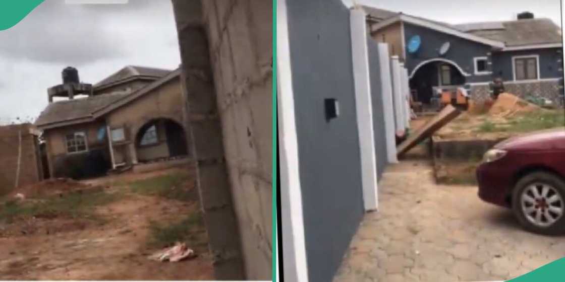 Man renovates his mother's house. Man renovates his mother's house.