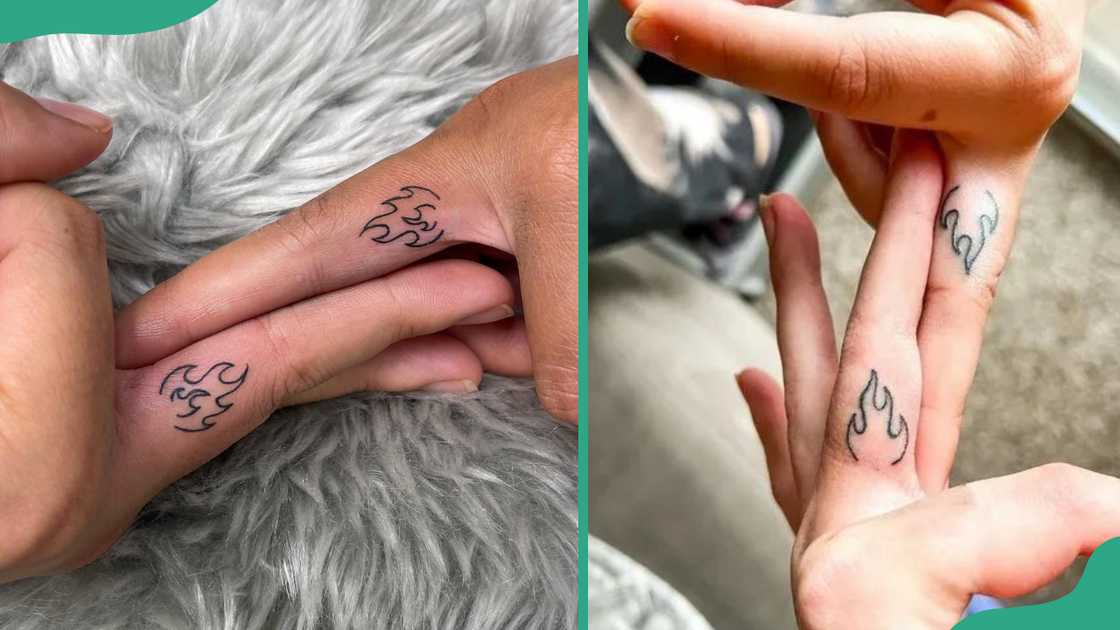 Twin flame tattoo on finger