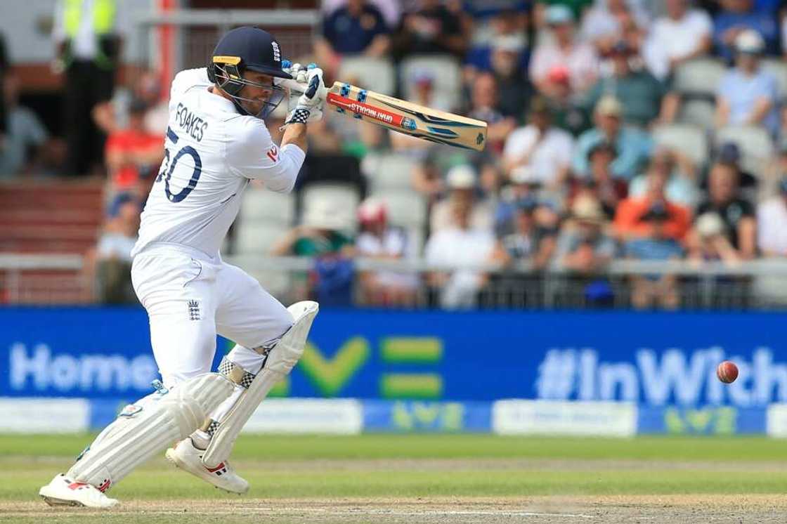 Fine fifty - England's Ben Foakes hits out during his unbeaten 61 against South Africa at Old Trafford Fine fifty - England's Ben Foakes hits out during his unbeaten 61 against South Africa at Old Trafford