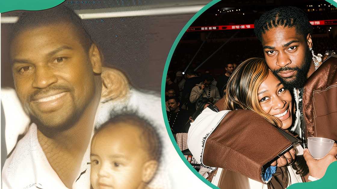 Aron Diggs holding young Stefon and Trevon Diggs embracing his mother, Stephanie Aron Diggs holding young Stefon and Trevon Diggs embracing his mother, Stephanie