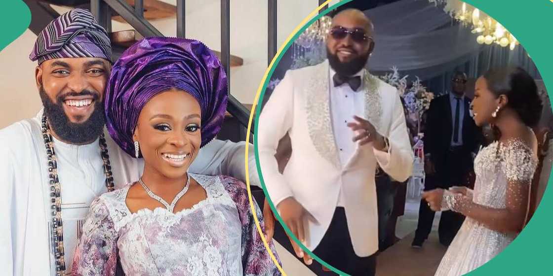 Gospel singer Neon Adejo and Tade Kehinde walk down the aisle