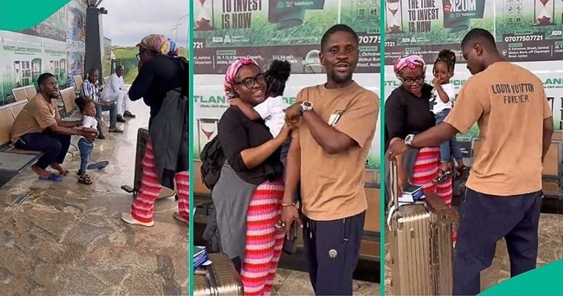 Man reunites with baby sister at airport