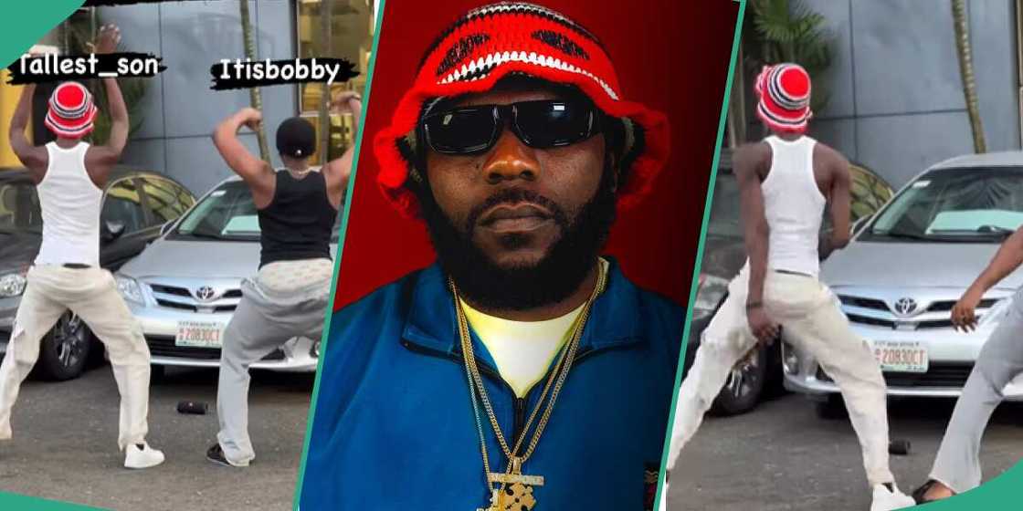 Odumodu Blvck reacts to video of twerking man wearing his cap. Odumodu Blvck reacts to video of twerking man wearing his cap.