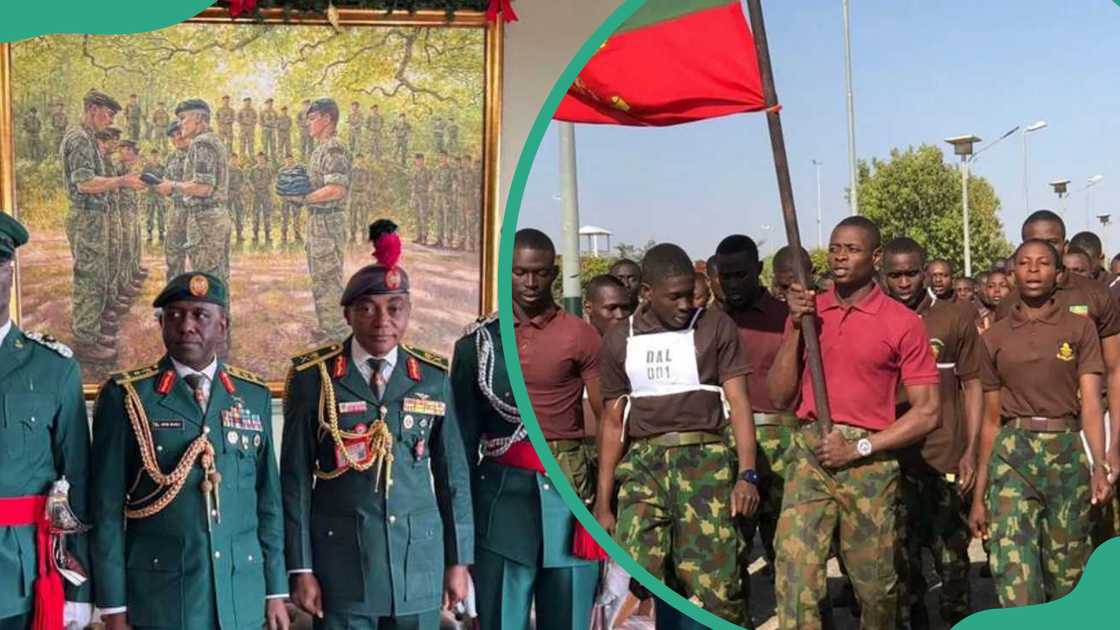 NDA officials and cadets hoisting a flag NDA officials and cadets hoisting a flag