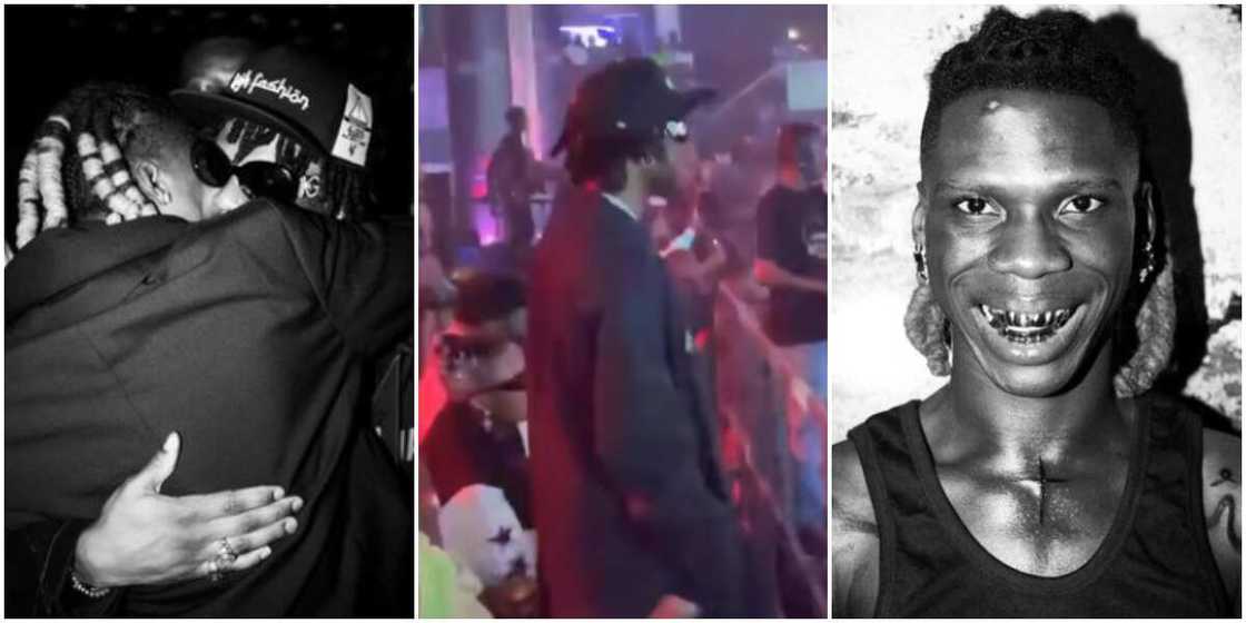 Seyi Vibez hugs Rema, Rema satnding during Seyi Vibez performance, Seyi Vibez Seyi Vibez hugs Rema, Rema satnding during Seyi Vibez performance, Seyi Vibez