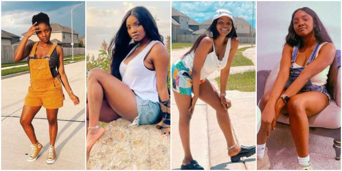 Singer Simi rocks shorts. Singer Simi rocks shorts.