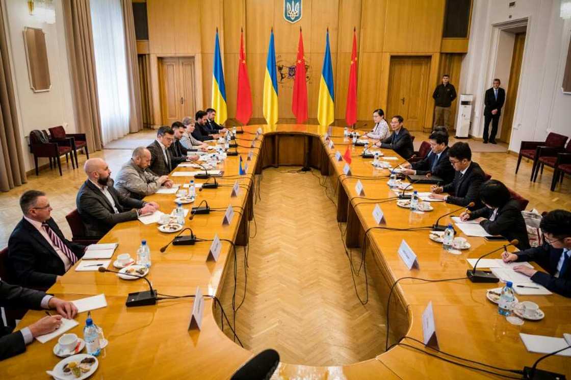 Ukraine's Foreign Minister Dmytro Kuleba held talks with China's special envoy Li Hui in Kyiv Ukraine's Foreign Minister Dmytro Kuleba held talks with China's special envoy Li Hui in Kyiv