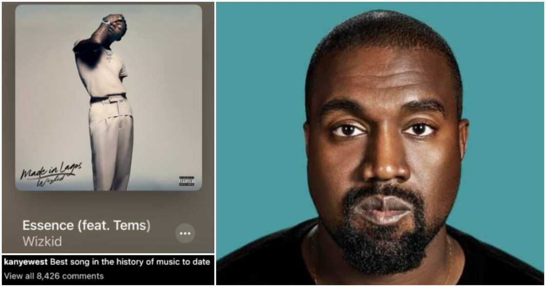 Kanye West calls Wizkid's Essence the best song in history. Kanye West calls Wizkid's Essence the best song in history.