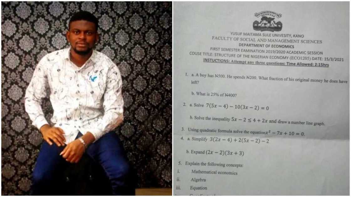 Nigerian man shares university question paper, says it's easier to bags 1st class in north