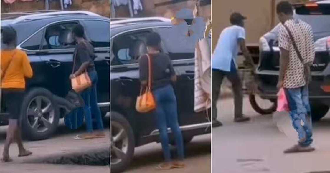 Boy waits patiently as girlfriend exchanges numbers with a rich man Boy waits patiently as girlfriend exchanges numbers with a rich man