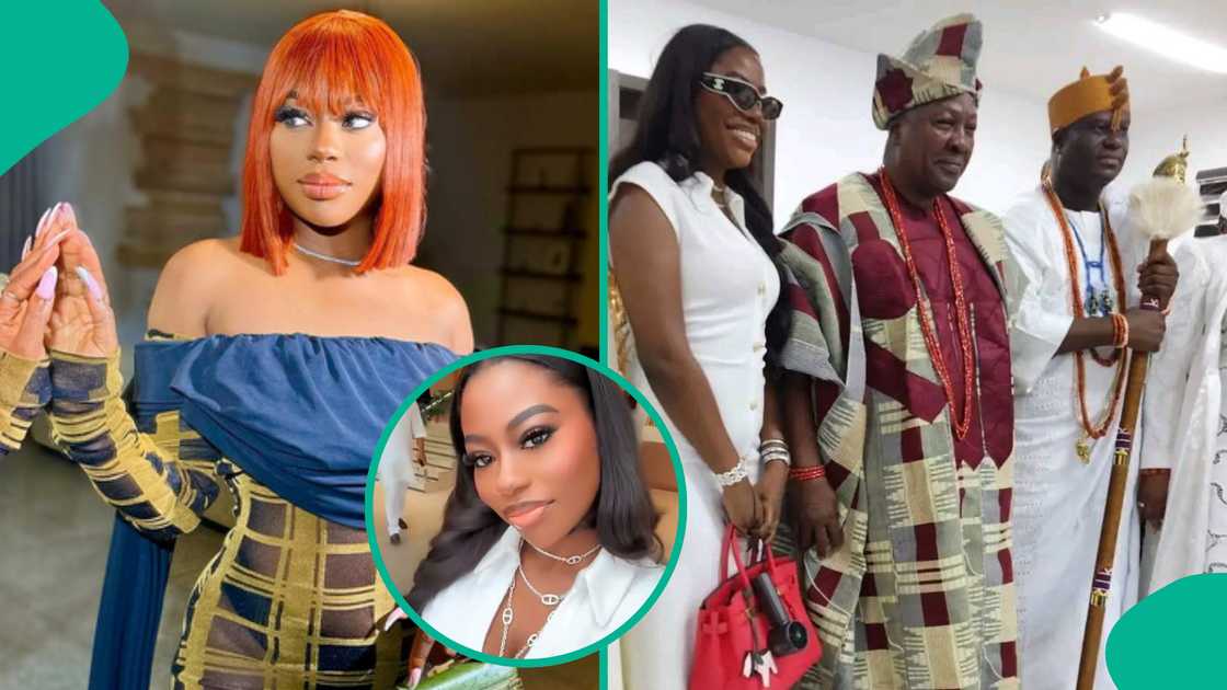 Sophia Momodu attends President John Mahama’s installation in Ile-Ife, arrives with uncle Dele Momodu, dances at Ooni’s palace, poses with Mahama and Ooni of Ife, photos and video spark reactions online.