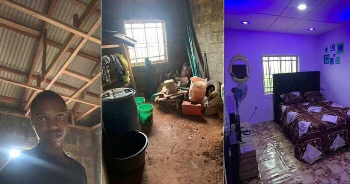 Boy transforms 1 room house Boy transforms 1 room house