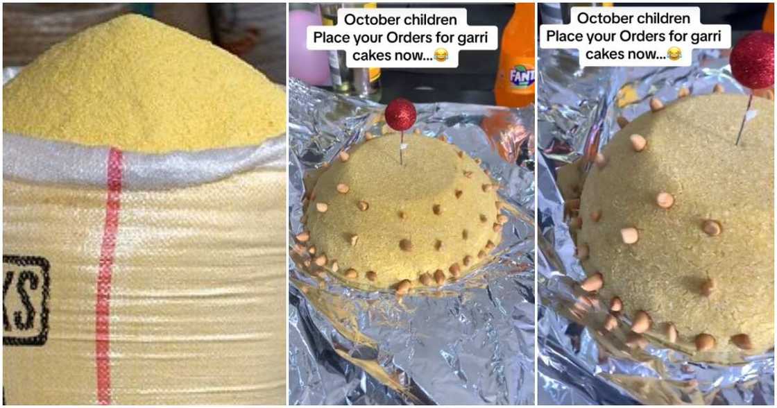 Garri cake, birthday cake, garri and groundnuts